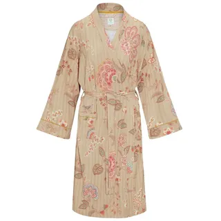 PiP Studio Kimono Kimono Naomi, knielang, Viskose, mit breitem Gürtel zum binden, Bindegürtel, mit Bindegürtel beige XL