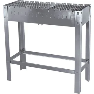 METRO Professional Holzkohlegrill Karas, Edelstahl, 81 x 31 x 80 cm, rechteckig, inkl.12 Spieße, silber