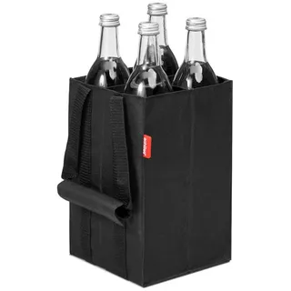 Achilles Flaschentasche 4 Fächer je 1,5 Liter – Reißfester Flaschenkorb mit Klettband – Faltbarer Flaschenträger mit Trennwänden – Flaschen Einkaufstasche für Wasserflaschen, Wein und Bier – Schwarz