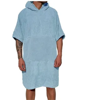 HOMELEVEL Unisex-Bademantel Badeponcho Unisex aus 100% Baumwolle für Erwachsene mit Kapuze, Baumwolle blau S/M | 34,50 cm