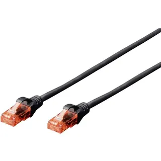 Digitus DK-1612-005/BL RJ45 Patchkabel Cat 6 U/UTP 0.50 m zu RJ-45 (M) 0.5m CCA – Schwarz verdrillte Paare
