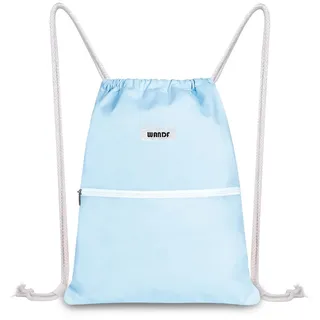 WANDF Rucksack mit Kordelzug Turnbeutel Sportbeutel Gym Bag Mit Aussentasche Verstellbar Tunnelzug Gymsack für Damen Herren Kinder mit Innentasche 11 Liter für Sport und Reisen (Hellblau)