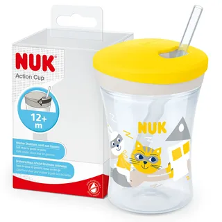 NUK Action Cup 230 ml | mit weichem Strohhalm | Gelb