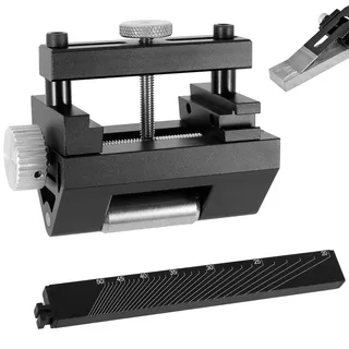 Messerschärfführung, Messerführung, Holzschere, Schleifführung aus Metall, mit verstellbarem Winkel, mit Winkelmesser, Schärfwinkel für Hobelmaschinen, Messerklingen, Hobeleisen und Meißel
