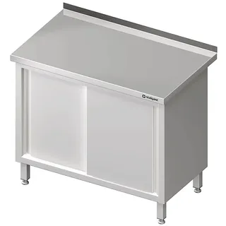 Stalgast Arbeitsschrank mit Schiebetüren, 900x700x850 mm, mit Aufkantung, verschweißt