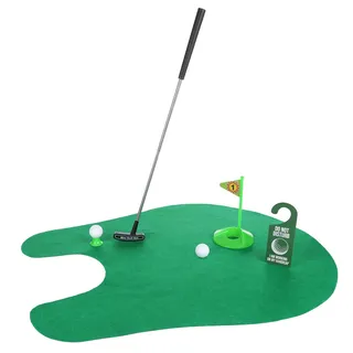 FunX Toilettengolf Geschenk Set - Lustiges Mini Golf Männergeschenk fürs Badezimmer mit Puttingmatte - 7 TLG. Golfgeschenkartikel