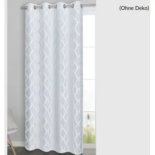 Ösenschal Max (235x135 cm) Weiß, Silber, Geometrische Muster, Gardine, Ösenvorhang