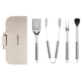 Le Creuset 4-teiliges Set aus Edelstahl-BBQ-Werkzeugen und Tragetasche