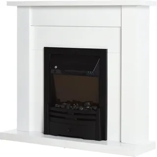 HOMCOM Elektrokamin Standkamin mit Heizung, LED 3D-Flammeneffekt, Adaptive Startfunktion, 2000W Elektrischer Kamin mit 2 Leistungsstufen, Fernbedienung, Timer, Überhitzungsschutz, Thermostat Weiß   Aosom