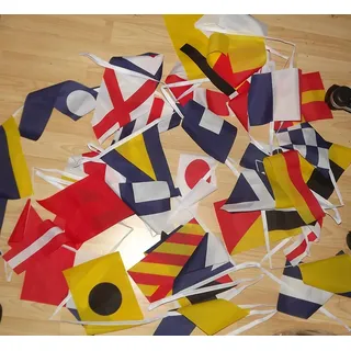 AZ FLAG - Fahnenkette Flaggenalphabet 13 Meter Mit 40 Flaggen - 21x14 cm - Signaltabelle Girlande Flaggenkette 14 x 21 Cm
