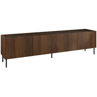 Mirjan24 Tv-Lowboard, Nussbaum, Schwarz, Holzwerkstoff, Rechteckig,Rechteckig, 200x50x37 cm, Wohnzimmer, Wohnwände, Lowboards, Lowboards stehend