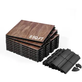 Vevor Bodenbelag-Set, Tanzbodenfliesen, 315x315 mm, 9-teiliger ineinandergreifender Tanzboden, tragbarer Tanzübungsboden mit gepolsterter Basis (Eichenholzmaserung, 9 Quadratfuß/Karton)