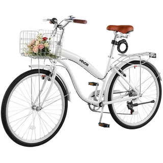 Vevor Cruiser-Fahrrad 26 Zoll Damen Weiß