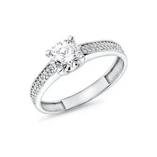 9K Weißgold Verlobungsring mit Zirkoniasteinen