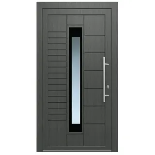 Solid Elements Haustür KT-541  (110 x 210 cm, DIN Anschlag: Rechts, Fenstergrau/Verkehrsweiß)