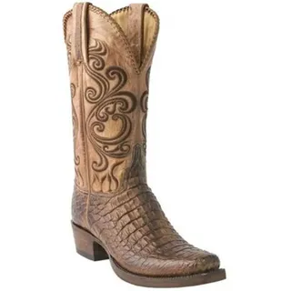 CrtTsks Herren Western Cowboy Stiefel aus Rindsleder Lederstiefel mit Gummisohle Biker Boots mit Reißverschluss Männer Stiefeletten,Gelb,41 EU - 41 EU