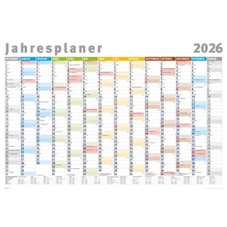 Jahresplaner 2026 - Wandplaner Kalender Poster Druck - Größe 91,5x61 cm gefaltet