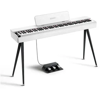 Donner Digitalpiano E-Piano Hammermechanik 88 Tasten gewichtete Klavier OURA S100 (Set), Echte Berührung Starke Kompatibilität Einfaches Design Platz sparen weiß