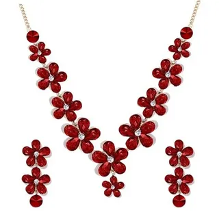 YouBella Schmuckset Afghani Tribal Schmuck Set für Frauen & Mädchen (Enthaltene Komponenten : Ohrringe, Halskette, Zum Verschenken & Hochzeit, Hautverträglich), Halskette & Ohrringe Set, Vergoldet rot