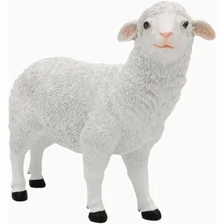 Weisse Gartenfigur Schaf Lamm wetterfest 37cm lang und 32cm hoch