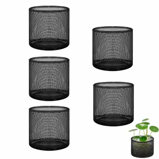 5er Set Pflanzkorb Teich Schwarz, Pflanztaschen Teich 18x18cm | PVC, Zusammenklappbar, Netztopf für Wasserpflanzen & Seerosen, Teichpflanzkörbe feinmaschig für Miniteich & Gartenteich