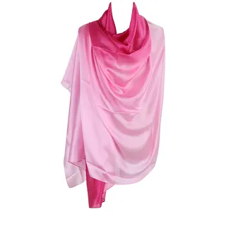 PB-SOAR Mode Damen Farbverlauf Schal Seidenschal Halstuch Stola 190 x 100cm, leicht und schlicht, 18 Farben auswählbar (Pink/Rosa) - Einheitsgröße