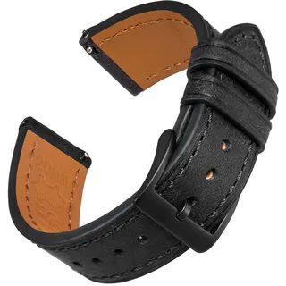 EACHE Uhrenarmband 22mm, Uhrenarmband Leder mit Schnellverschluss, Italien Pueblo Spezielles Mattiertes Leder Uhrband, Top Grain Uhrenarmbänder für Herren/Damen (Schwarz-Schwarz Schnalle)