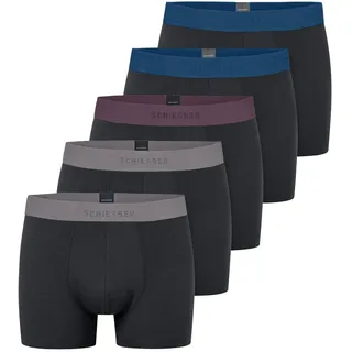 SCHIESSER Herren Boxershorts, Bio Baumwolle, Single-Jersey Pants 5er-Pack in Schwarz/Blau/Grau | Gr.: XXL
