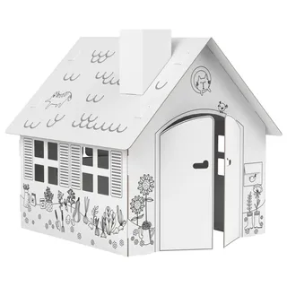 foldzilla Spielhaus XXL 1,2 x 1,15 x 1,13 m aus Pappe Pappspielhaus Karton Haus - Spielhaus Gartenhaus zum Ausmalen