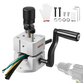 Vevor Kabelschälmaschine, 1,5-25 mm, Manuelle Abisolierzange mit Handkurbel oder Bohrmaschine, 64Mn gehärtete Klingen, 45# Stahlrollen, ABC- & PC-Drahtschäler, Kabelabisoliermaschine