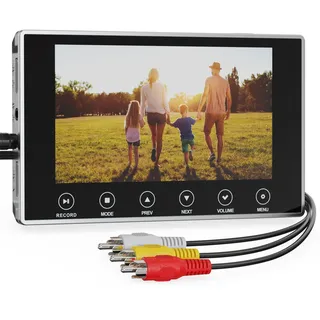 DigitPro VHS to Digital Converter 3.0, 4K 5-Zoll-Großbildschirm VHS Digitalisieren Videorecorder, VHS Video Grabber Compatible with Mini DV/DVD/Blu Ray Player/Hi8/Camcorder/Kassette Tape