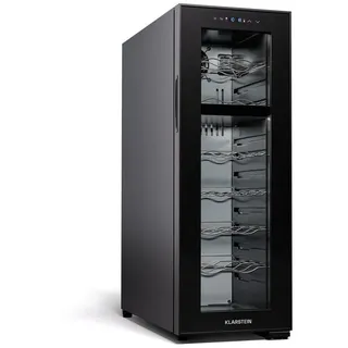 Klarstein Weinkühlschrank Shiraz, für 18 Standardflaschen á 0,75l,Wein Flaschenkühlschrank Weintemperierschrank Weinschrank Kühlschrank schwarz