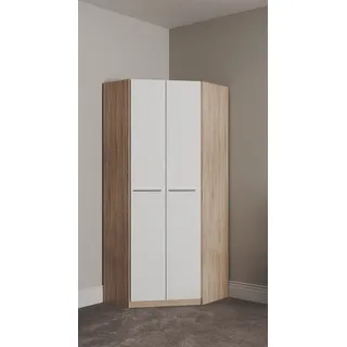 Priess Barcelona Eckschrank 78 x 193 x 36 cm struktureichefarben hell/weiß