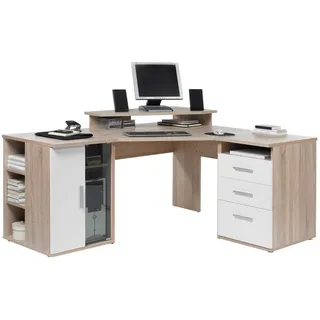 Die Möbelfundgrube Eckschreibtisch Sonoma Eiche / Weiß 