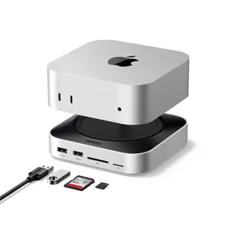 UGREEN Mac mini M4 Dock & Ständer mit NVMe SSD-Gehäuse, 10 Gbps Dockingstation mit 3 x USB A 3.2, 2 x USB A 3.0, 2 x USB C 3.2, SD/TF 170 MB/s, USB C Hub kompatibel mit Mac mini M4 M4/Pro