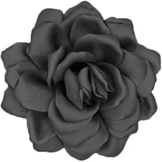 Blumenbrosche, große Rosenblumenbrosche, elegante Rosen-Haarspange, Blumenbroschen für Damen, Hochzeit, Party, Tanz, Alltag (Schwarz)
