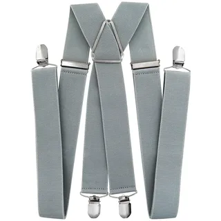 axy Hosenträger für Herren breit 3,5 cm in X-Form mit 4 Hosenträger Clips extra stark längenverstellbar 35mm (Grau)