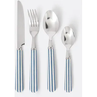 Menagerie 16 Besteckteile Mit Gestreiften Griffeln, Leela blau gestreift Einheitsgrösse