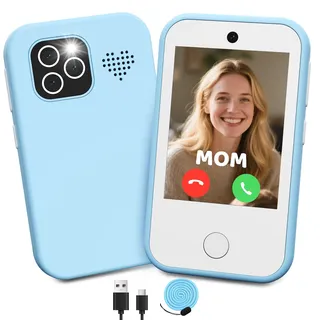 CHAKEYAKE Kinder Handy, 4G Ohne Vertrag Kinder Smartphone Mit Telefonieren, Touchscreen, Dual Kamera, Lernfunktionen, Musikplayer, Geschenk Für Jungen Mädchen 3–9 Jahre Blau