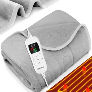 Kesser KESSER® Heizdecke aus Plüsch TÜV SÜD GS geprüft elektrische Wärmedecke mit Timer Abschaltautomatik Kuscheldecke 9 Temperaturstufen waschbar bis 40°C Digitalanzeige
