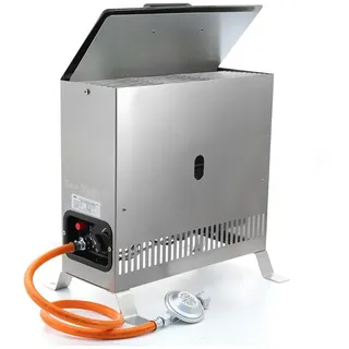 2 kW Edelstahl Gewächshausheizung/Frostwächter mit Gasschlauch, Druckminderer (Gasheizung, Heizung, Standheizung, Gewächshaus, Gartenhaus, Campingheizung)