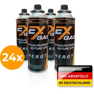 Exgas Butan-Propan Mix 227g Gaskartusche Typ MSF-1A - 24 Kartuschen