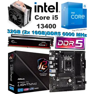 Aufrüst Kit Intel Core i5 13400 Asrock B760M PG 32GB DDR5 6000 Kühler Win11 komp