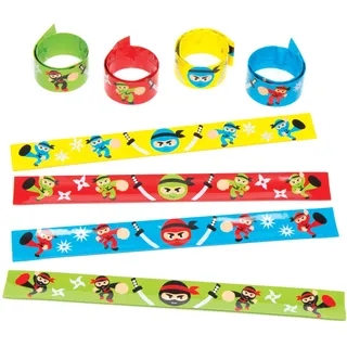 Baker Ross AC868 Ninja-Slap-Armbänder (4 Stück) für Kinder-Partytüten