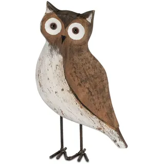 Kaufhaus le petit Tierfigur Deko Eule Holz Metall Füße Eulenfigur Vogel Figur Skulptur Objekt, Dekofigur Dekoskulptur Dekoobjekt Tierfigur Eulenfigur