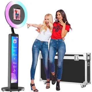 MWE Tragbare iPad Photo Booth mit Flightcase - App Gestuerte Fotokabine mit Selfie Ringlicht & Fernbedienung - Ideal für Hochzeiten, Partys, Event Verleih, TikTok, YouTube Videos(Leuchtkasten-S)