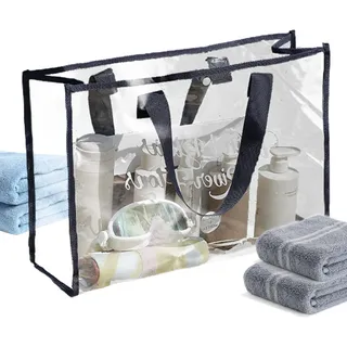 Zibeem Durchsichtige Sporttasche, durchsichtige Einkaufstasche | Große transparente Tragetasche,Durchsichtige Strandtasche, durchsichtige Tragetasche, PVC-Einkaufstasche, große durchsichtige Tasche,