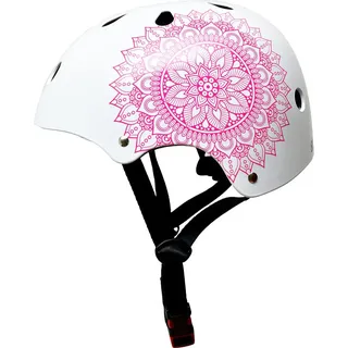 SkullCap® Kinder-Fahrradhelm, BMX- & Skaterhelm, Design: Mandala, Größe: S - Weiß