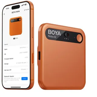 Boya Diktiergerät Sprachrekorder BOYA Notra mit KI-Transkription – orange