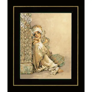 Lanarte Kreuzstich Stickpackungen Gezählter Kreuzstichbilder Set ARABISCHE FRAU Wanddekoration Handarbeit Set für Erwachsene 34 x 44 cm DIY Deko Bastelset Handwerker Kreative Geschenkset